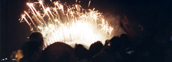 fireworks on bridge